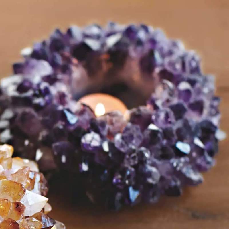 Crystal Tealight Holder - Large - Amethyst